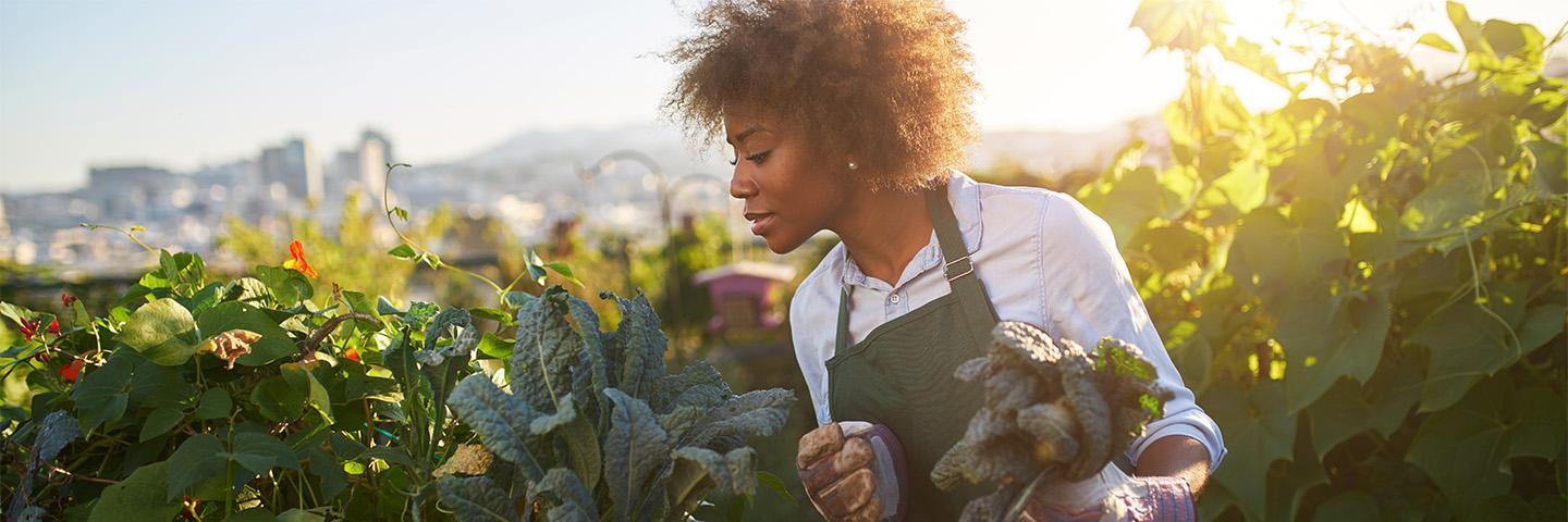 Black Woman managing farm outside of a city