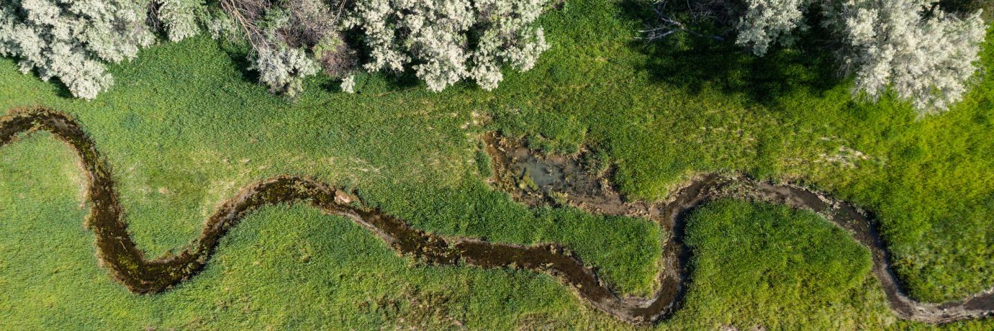 Aerial view of the Foust family farm in Lake County, Montana