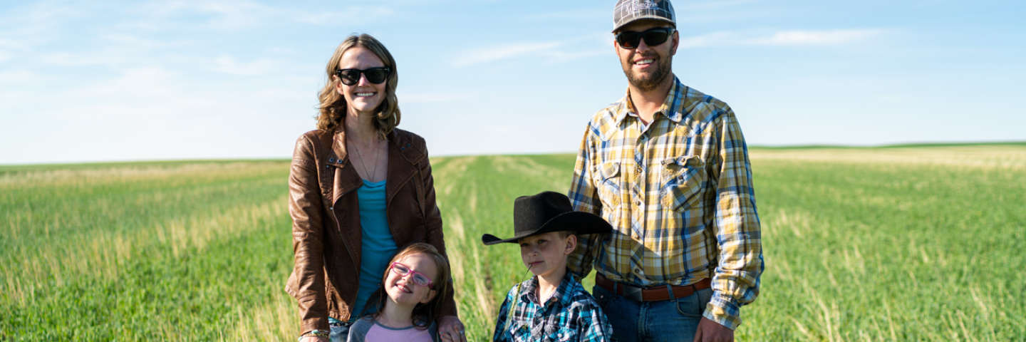 The Hawks Family. Progressive producers, Belinda and Cory are incorporating all five soil health principles on their land. Liberty County, MT.