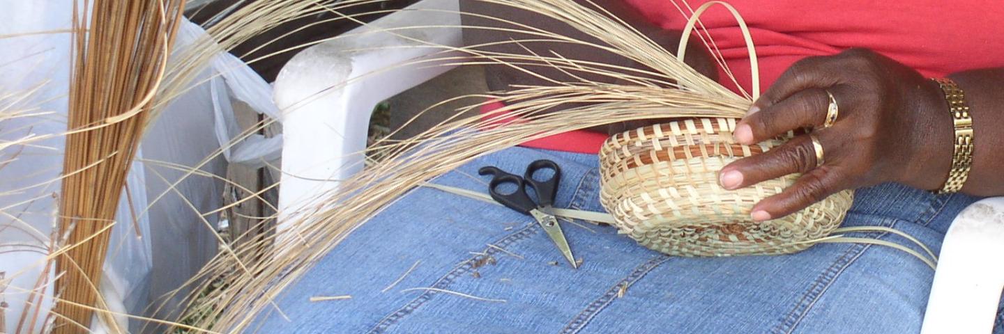 Sweetgrass basket making in Mt. Pleasant, South Carolina