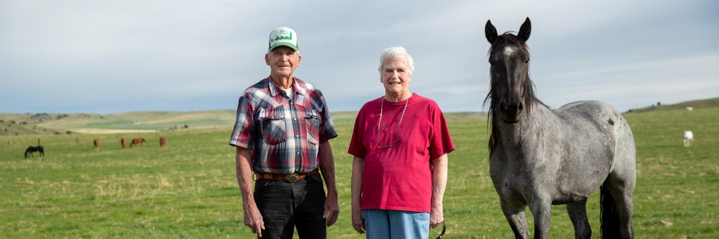 Mel and Marge Visser on their farm located in Gallatin County, Montana