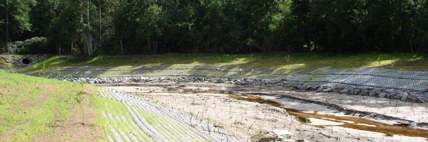 Ten Mile Creek bank stabilization in Escambia County, Florida, in 2016.