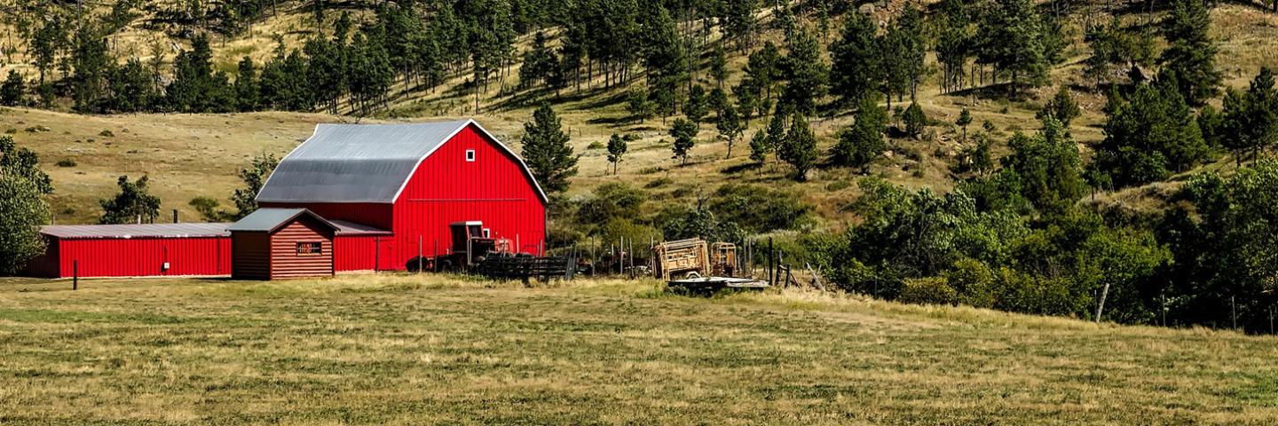 red barn, hill
