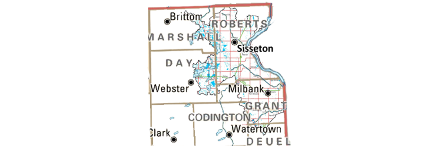 Map of project area in north eastern South Dakota
