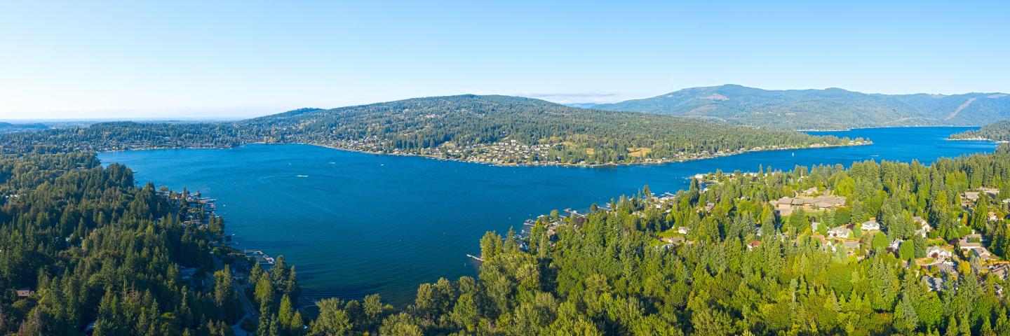 Lake Whatcom Aerial Panoramic Overview Bellingham Washington