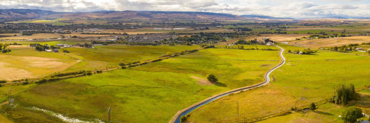 Yakima River Aerial Panorama Ellensburg Washington