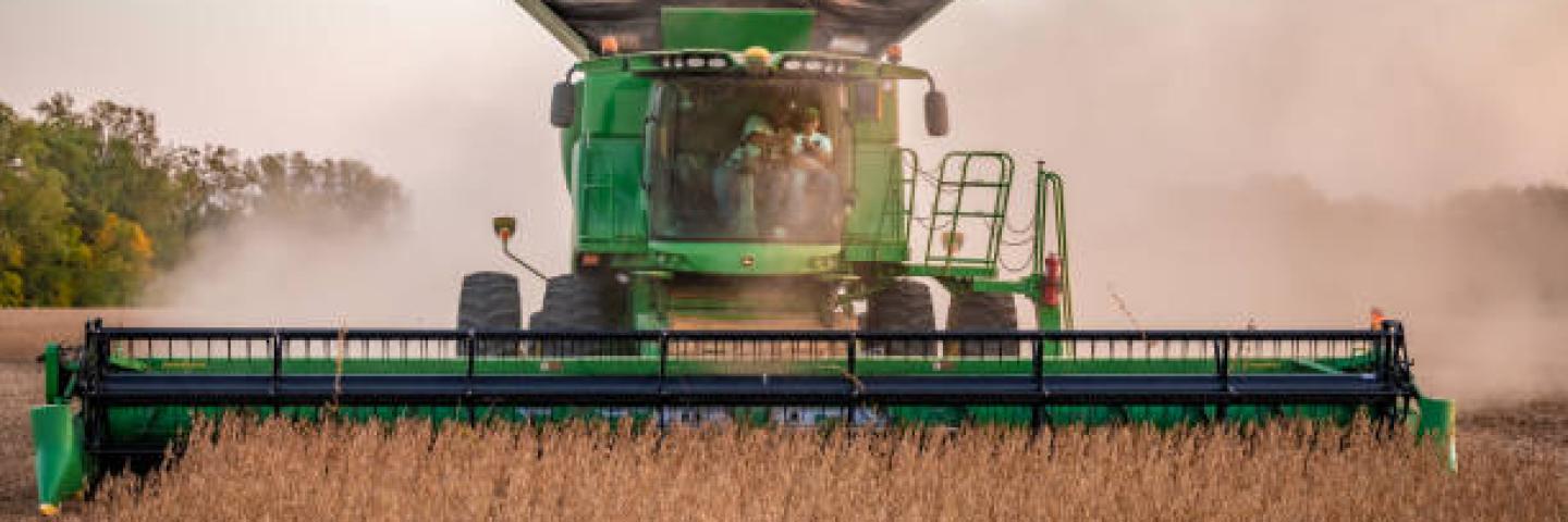 Combine harvesting a crop.