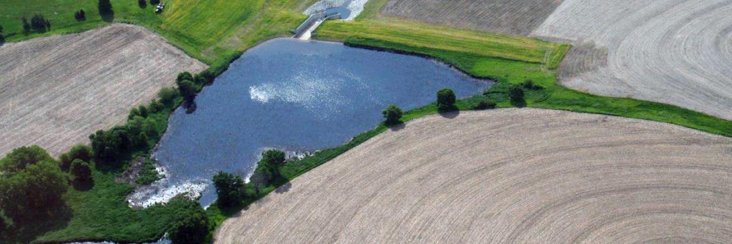 Arial view of lake.