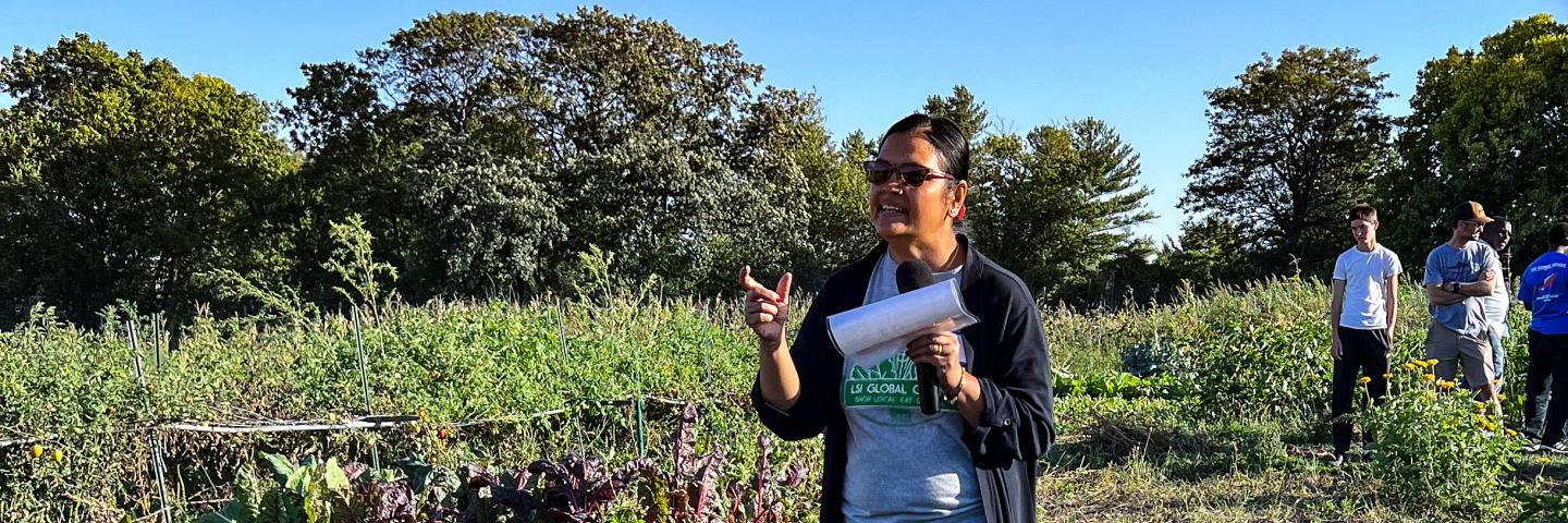 Refugee from Bhutan shares about her specialty crops on her urban farm.