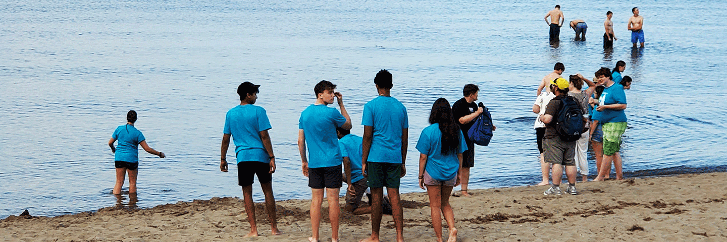 RI Envirothon Champs work on their Aquatics station challenge at the International Envirothon in New Brunswick, Canada, July 27, 2023.