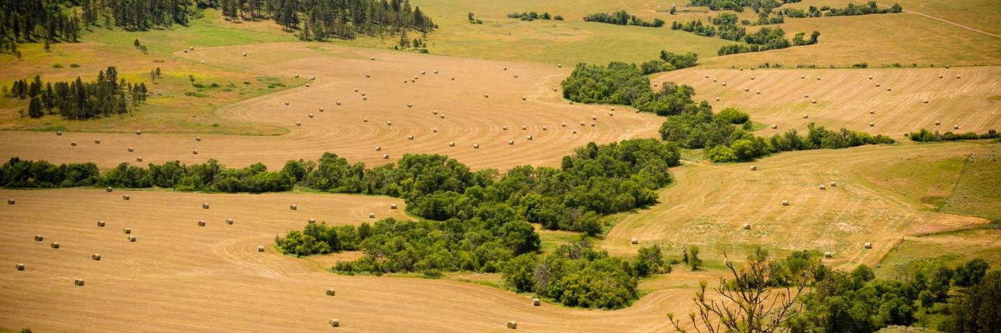 Aerial view of a Custer County, Montana, ranch.
