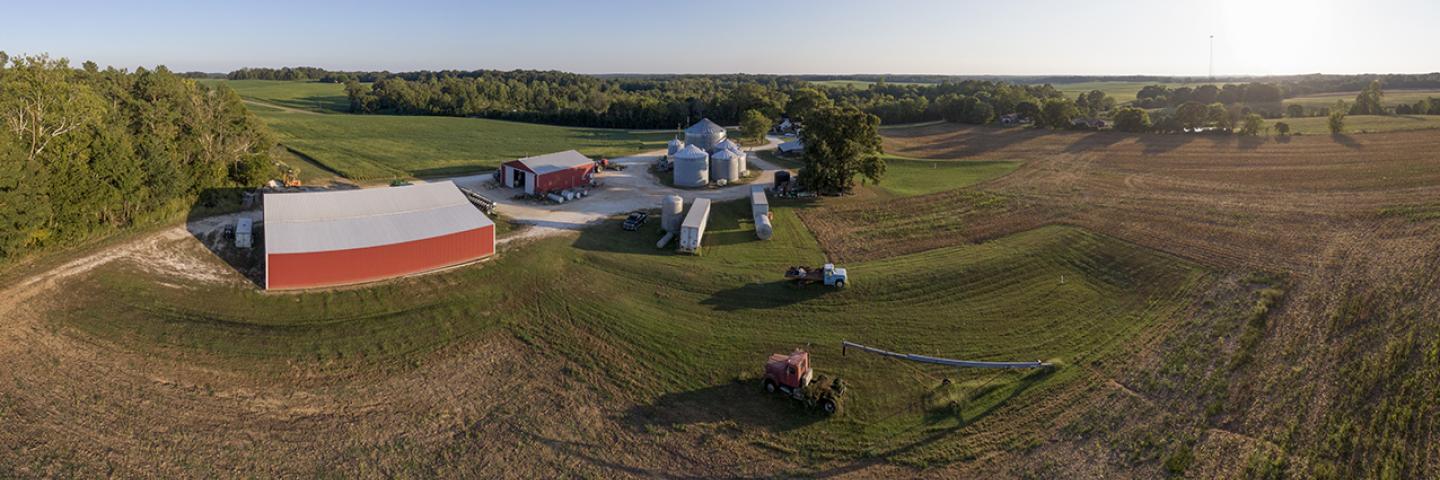 aerial view of farm