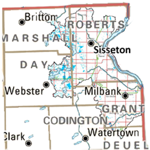Map of project area in north eastern South Dakota