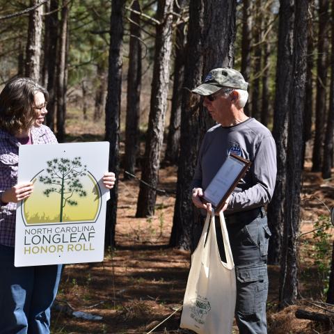 Forester Joe Dietzel receives honor roll certification from the North Carolina Longleaf Coalition