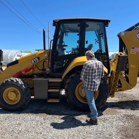 RI Soil Conservation Technician, Ron Lewis, certifies new low-emissions tractor in Northern RI on April 25, 2024