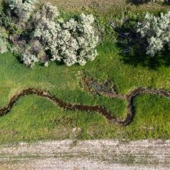 Aerial view of the Foust family farm in Lake County, Montana