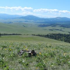 Scenic view of valley and mountains in Granite County, Montana