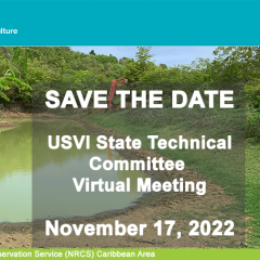 2023 USVI State Technical Committee Meeting save-the-date with photo of Bordeaux irrigation pond.