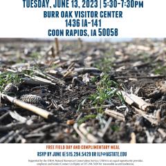 Flyer for Coon Rapids Cover Crop Event on June 13, 2023
