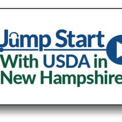 A banner with the USDA logo and "Jump Start with USDA in New Hampshire" written out.