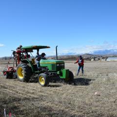 Planting plots to evaluate native grass establishment at the PMC in Bridger, Montana