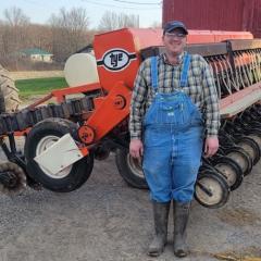 David Croskey of Mercer County, PA shows off his home-made no-till drill