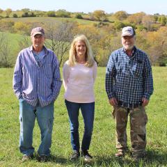 McLaughlin siblings Dennis, Cecilia and Steve gather at the family farm after signing ACEP-ALE documents with NRCS.