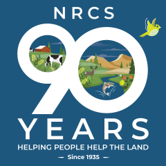 NRCS 90 anniversary logo - Helping people help the land since 1935