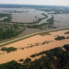 Aerial view on the flooding on the Mississipi River, on Thursday, May 19, 2011 from the MS side. USDA Photo by Lance Cheung.
