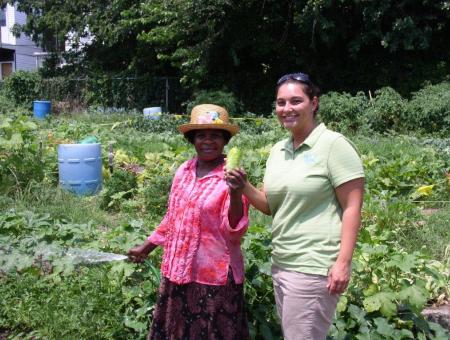 NRCS employee with urban farmer