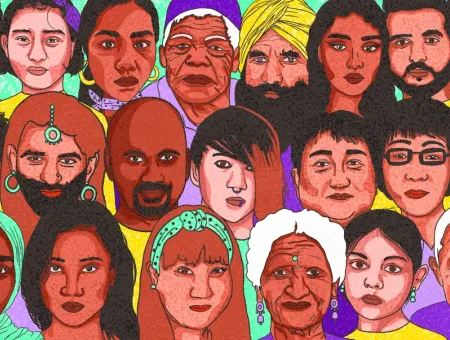 drawing of people of various ethnicities