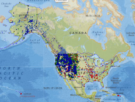 Map showing all locations of snow, water, and climate data collection