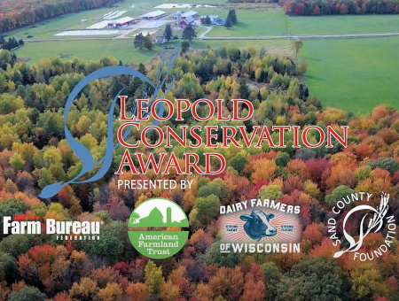 Farm backdrop taken via drone with logos overtop of 4 award sponsors