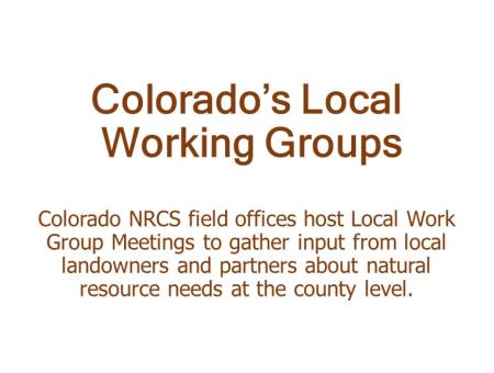 Colorado Local Working Group title box