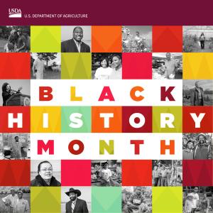 USDA Black History Month poster with photos of staff and clients.