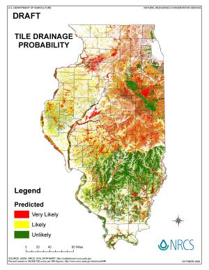 Map of Illinois soils with potential tile drainage extent