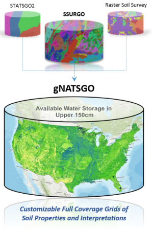 gNATSGO database icon with map showing available water storage in soils.