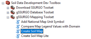 Create soil map tool is part of the gSSURGO Mapping Toolset.