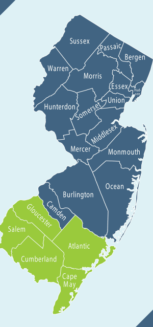 The South Jersey Fund Pool Counties.