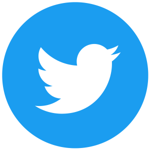 Twitter icon light blue circular background with white bird graphic overlaid