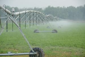 Pivot sprinkler irrigation offers many conservation advantages over flood irrigation. It uses less water; reduces the risk of sediment, nutrient and chemical runoff; and eliminates the need for heavy tillage, annual ditching and laser land leveling