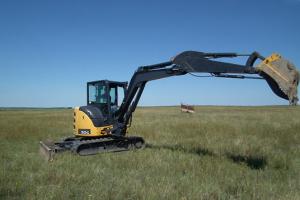 Excavator in the field.