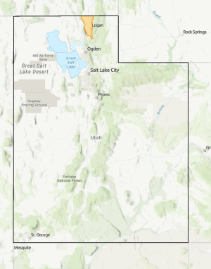 Utah map with area outlined for Cache Ag Growers Strategic Fund Pool