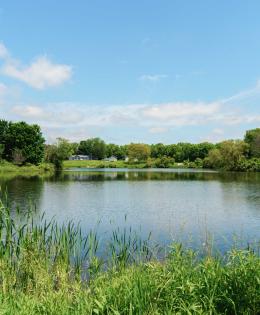 Sam St. Clair received assistance from USDA’s Natural Resources Conservation Service (NRCS) through its Conservation Stewardship Program (CSP) to repairs issues with the seven-acre fishpond, pictured on June 9, 2022, located on one of his properties in Whitley County, IN.