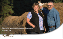 Ron and Maria Vakulskas Rosmann run a certified organic farm in Harlan.