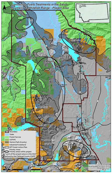 Project area of the Connecting Fuels Treatments in the Salish Mountains and Whitefish Range Joint Chiefs Project