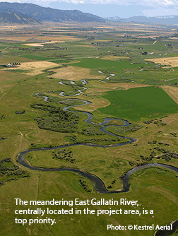 The meandering East Gallatin River, centrally located in the project area, is a top priority. Photo