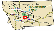 Map showing project area is located in Central Montana